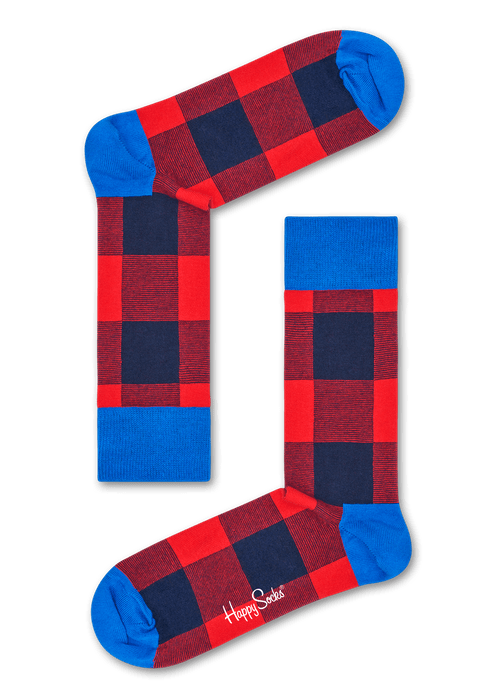 Happy Socks Lumberjack Sock mit Blau Rot Gingham Muster