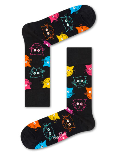 Happy Socks Cat Sock mit bunten Katzen Gesichtern