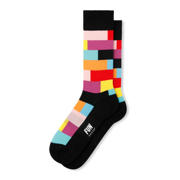 Fun Socks Geo Block Dress Herren Socken mit Streifenprint