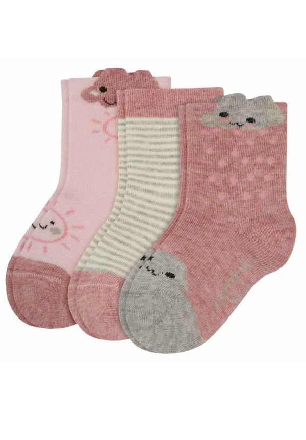 Camano Baby Fashion Socks 3 Paar Socken Pink Rosa Grau