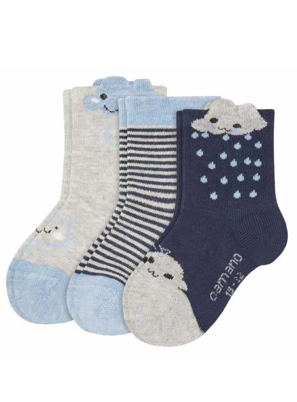 Camano Baby Fashion Socks 3 Paar Socken Blau Grau