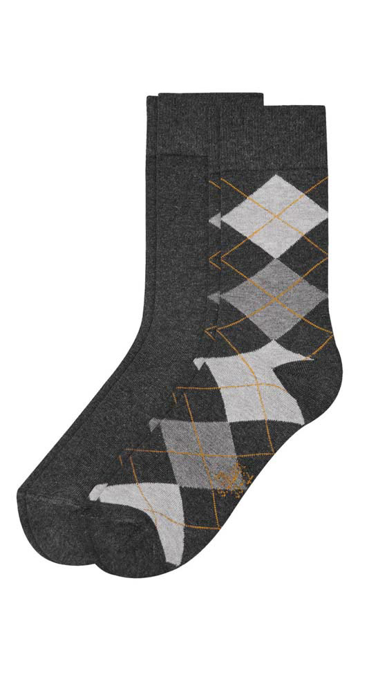 s.Oliver Herren Socken 2 Paar Grau Argyle-Muster