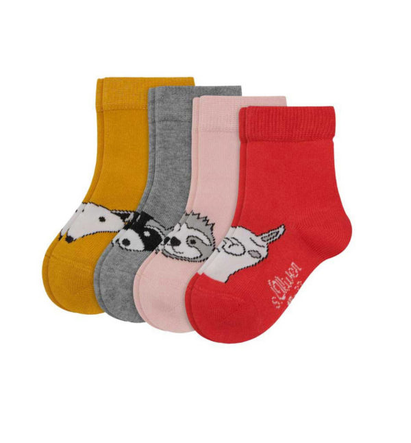 s.Oliver Baby Mädchen Socken 4 Paar Gelb-Rot-Rosa-Grau