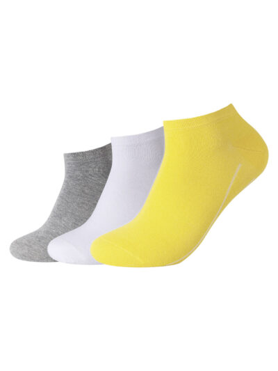 Camano Sneaker Socken Unisex 3 Paar Senfgelb-Weiß-Grau