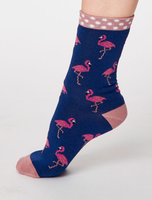Thought Socken Pink Flamingo Nachtblau