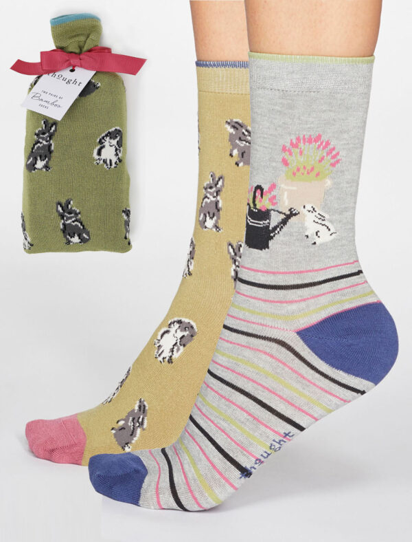 Thought Bunny Hasen Socken im Geschenkbeutel 2 Paar
