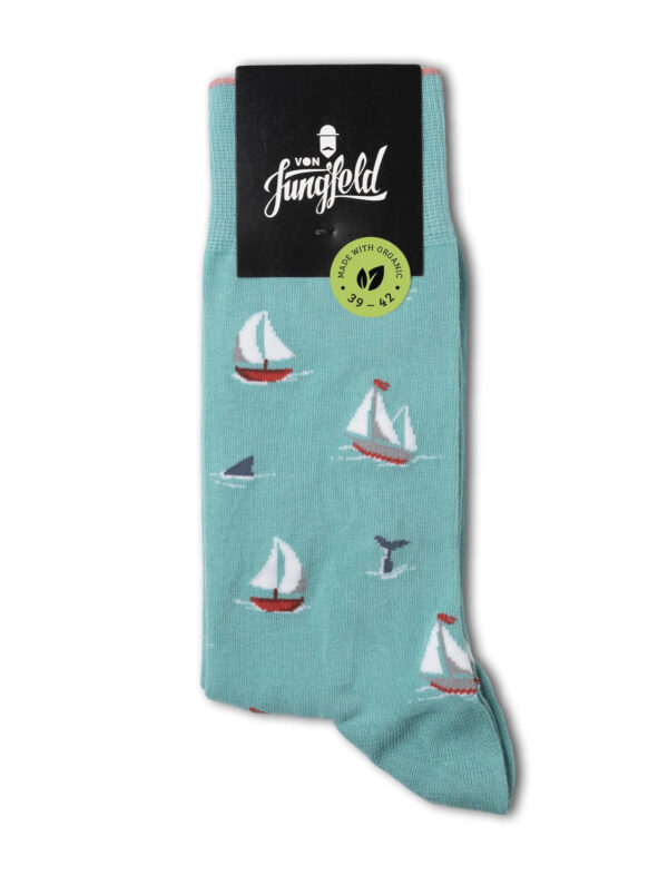 von Jungfeld Sansibar Socken Segelboot Ocean Mint