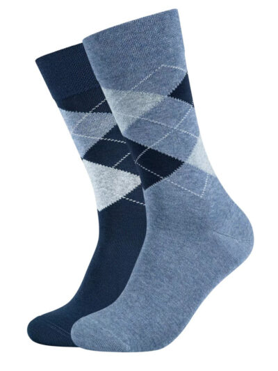 Camano Argyle Jeansblau Herrensocken ca-soft 2er-Pack