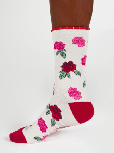 Thought Birth Flower Rosen Socken mit Rüschenbund