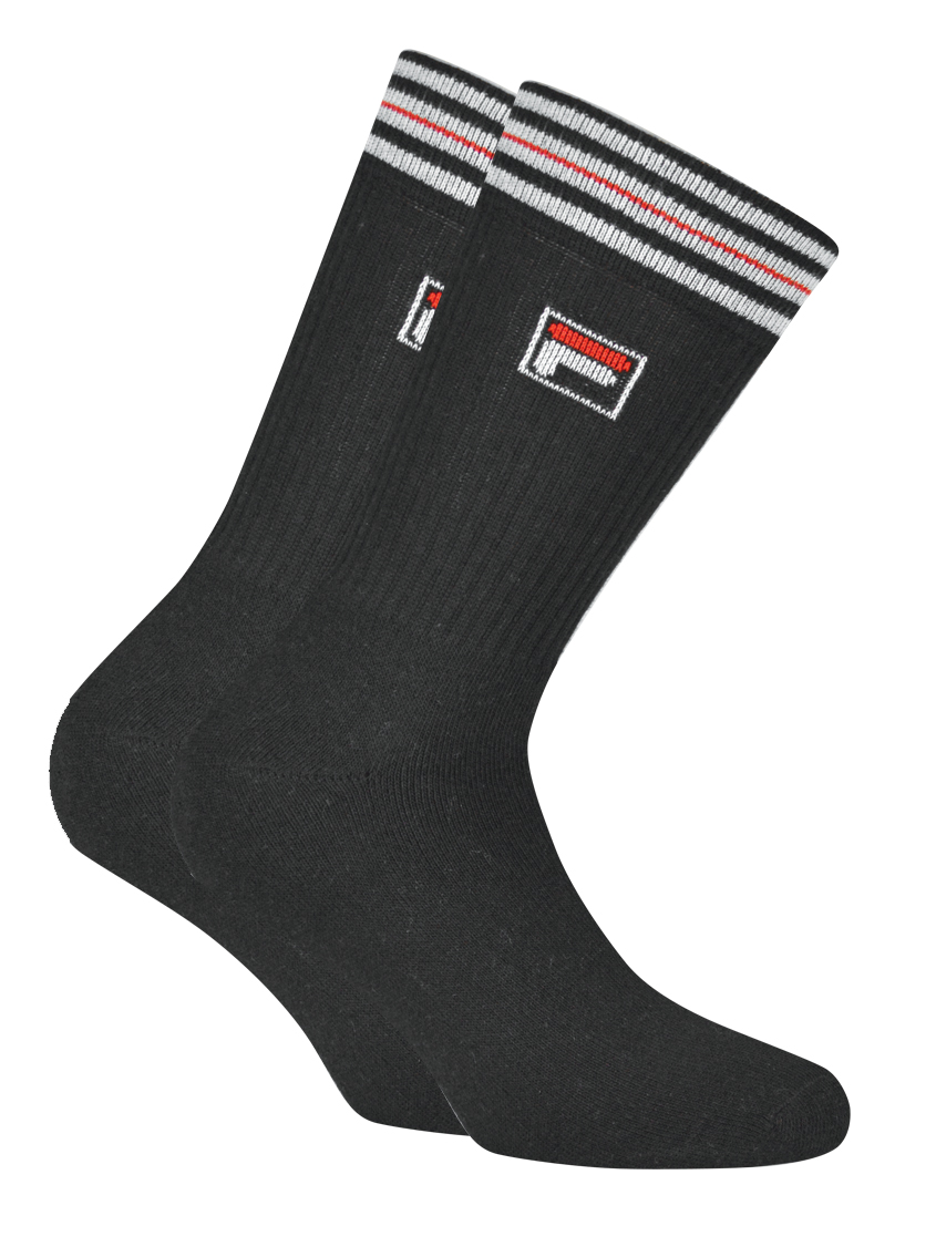 Fila Unisex Tennissocken Schwarz – 2er-Pack, atmungsaktive Baumwolle, Komfortbund, verstärkte Ferse und Zehen