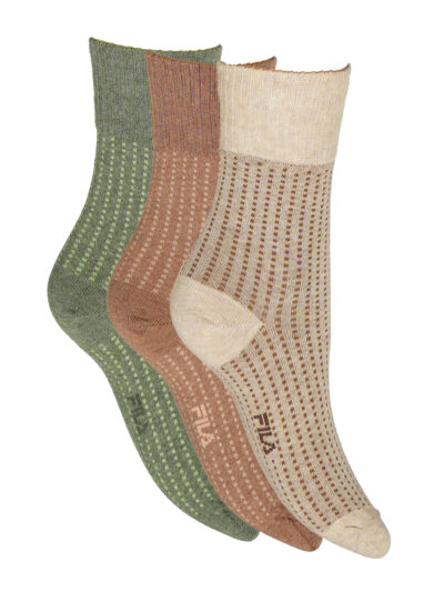 Fila Lifestyle Socken im 3er-Pack in Pastellfarben – Cream, Grün & Hellbraun – mit dezentem Punktemuster aus atmungsaktiver Baumwolle