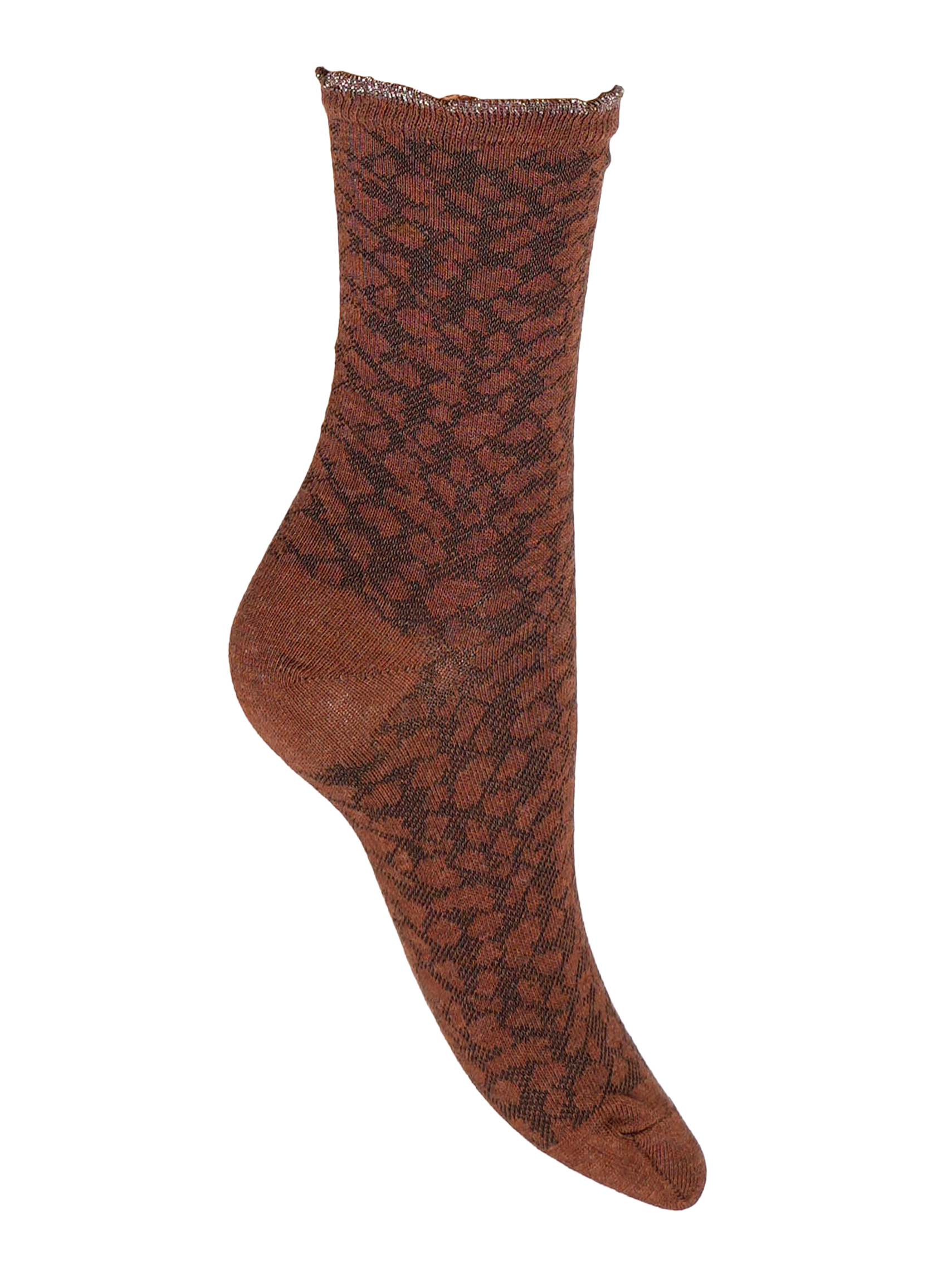 Fila Socken im 3er-Pack – Leo-Camouflage-Muster in Braun, Senf & Hellbraun mit Rüschenbund und Glitzerdetails, aus atmungsaktiver Baumwolle