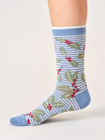 Thought Christmas Floral Socken – Holly & Berries, weicher Bambusmaterialmix, festliches Design