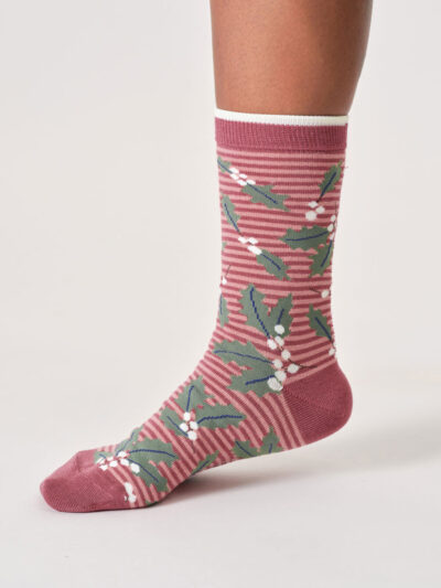 Thought Holly & Berries Christmas Socken – Floral-Design in festlichen Farben, weicher Bambusmaterialmix