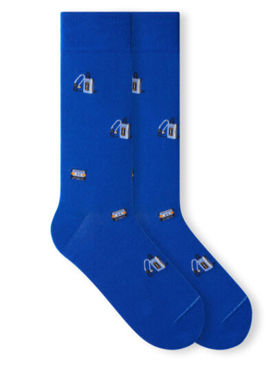on Jungfeld Walkman Socken in Royal Blue mit klassischen Walkman-Icons