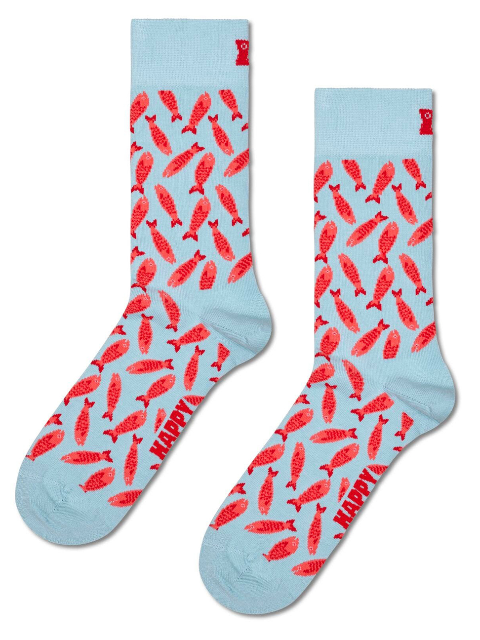 Hellblaue Happy Socks Sardine Socken mit schwimmenden Sardinen aus weicher, atmungsaktiver Baumwolle