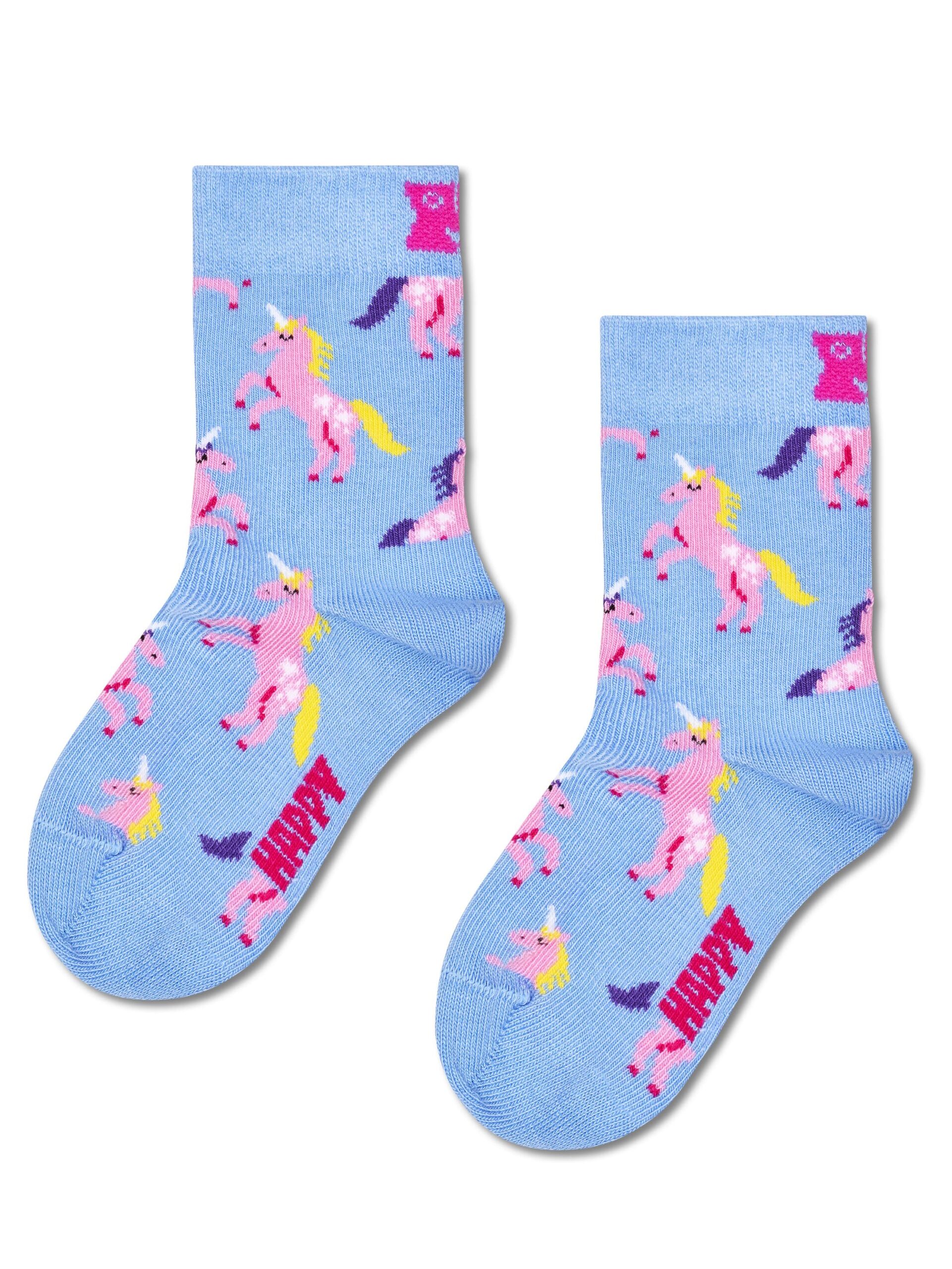 Happy Socks Kids Unicorn Kindersocken aus Bio-Baumwolle in Türkis mit niedlichem Unicorn-Motiv