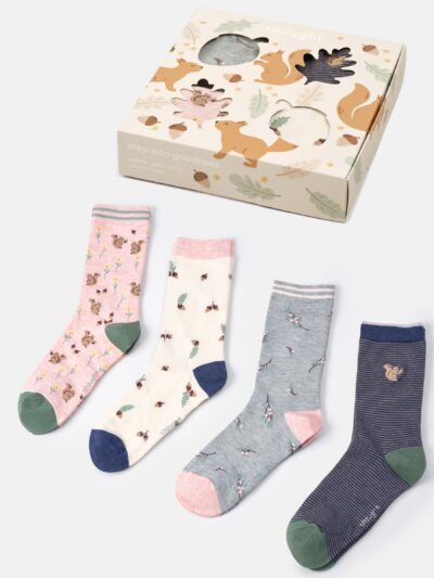 Thought Socken Woodland Squirrel in Geschenkbox mit vier Paar nachhaltigen Socken