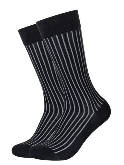 Camano Rippsocken Schwarz 2er-Pack mit zweifarbiger Rippstruktur in Schwarz und Grau