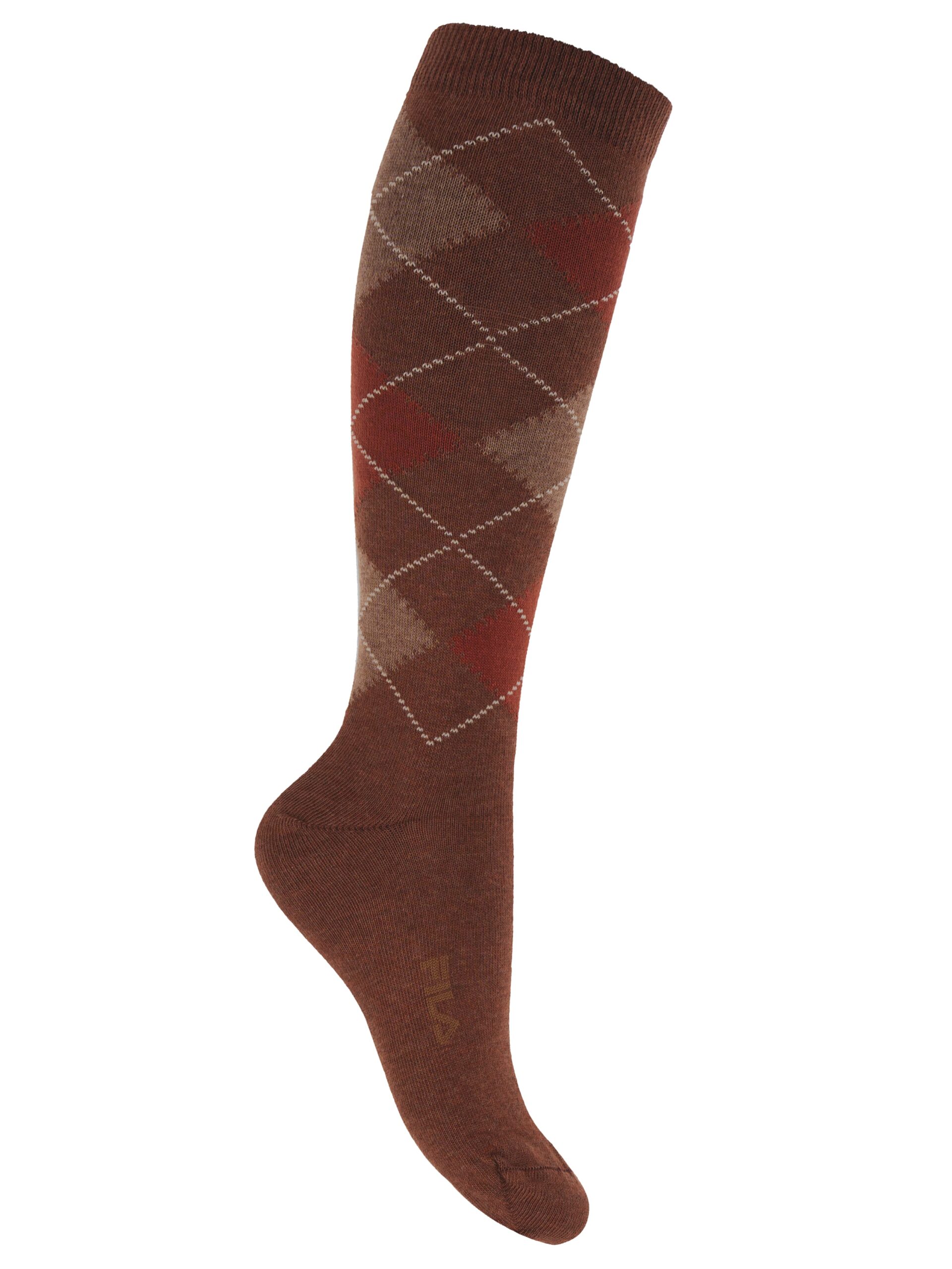 Fila Damen Argyle Kniestrumpf in Braun mit Rautenmuster