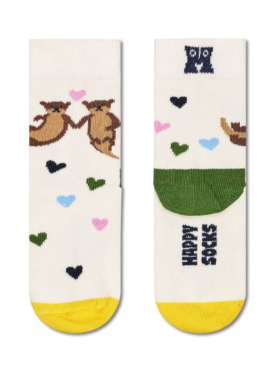 Happy Socks Kids Otter Kindersocken in Cream mit Ottern und bunten Herzen