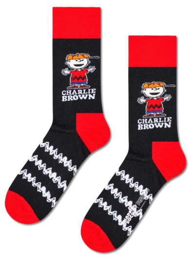 Happy Socks Peanuts Charlie Brown Socken in Schwarz und Rot