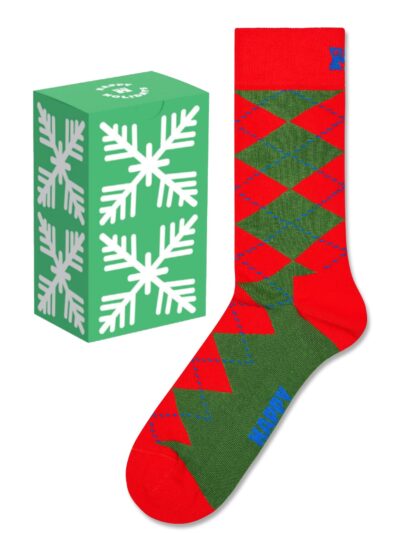Happy Socks Argyle Christmas Socken mit grüner Geschenkbox